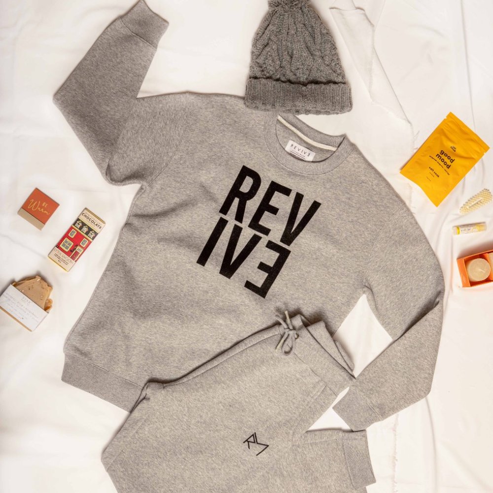 Revive Loungewear. Two Piece Lounge Set, Crewneck Sweatshirt and Jogger - Grey H - Picture 1 of 8